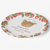 Aardbeienmand Berry Sweet Baby shower Papieren Bordje (Gekanteld)