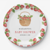 Aardbeienmand Berry Sweet Baby shower Papieren Bordje (Voorkant)