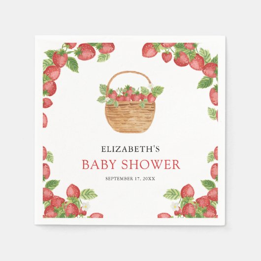 Aardbeienmand Berry Sweet Baby shower Servet (Voorkant)