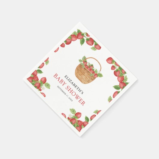 Aardbeienmand Berry Sweet Baby shower Servet (Hoek)