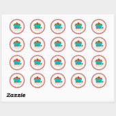 Aardbeienmand Gingham Berry Sweet Baby shower Ronde Sticker (Vel)