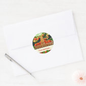 Aardbeienmand ~ Jouw tekst ronde sticker (Envelop)