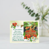 Aardbeienmand ~ Sister Birthday Briefkaart (Staand voorkant)