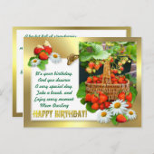 Aardbeienmand ~ Verjaardag Briefkaart (Voorkant / Achterkant)