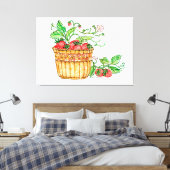 Aardbeienmandje Canvas Afdruk (Insitu (Slaapkamer))