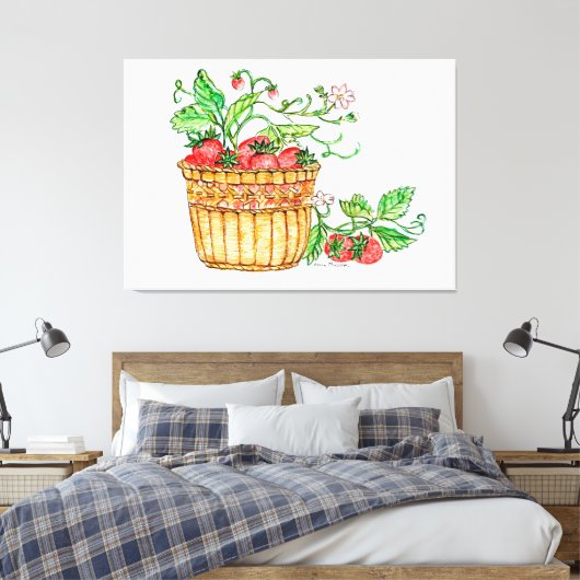 Aardbeienmandje Canvas Afdruk (Insitu (Slaapkamer))