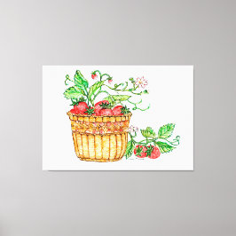 Aardbeienmandje Canvas Afdruk