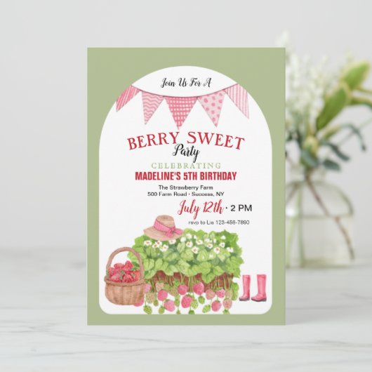 Aardbeienmandje Kaart (Staand voorkant)