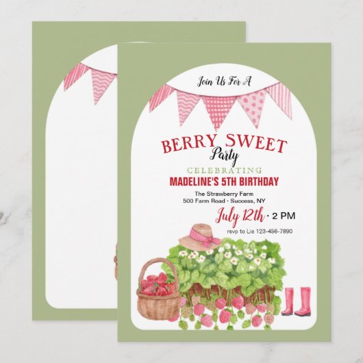 Aardbeienmandje Kaart (Voorkant / Achterkant)