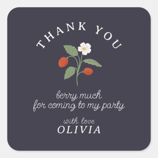 Aardbeienmarine bedankt vierkante sticker (Voorkant)