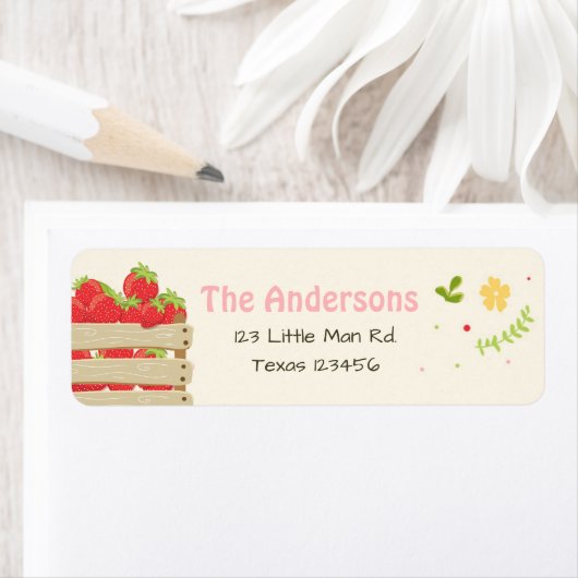 Aardbeienmarkt Aardbei Return Address Labels (Insitu)