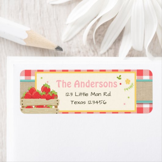 Aardbeienmarkt Aardbei Return Address Labels (Insitu)