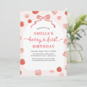 Aardbeienmeisje Verjaardag Berry 1e Eerste Bow Kaart (Staand voorkant)