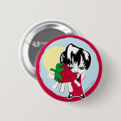 aardbeienmeisje voor altijd ronde button 5,7 cm (Voorkant /achterkant)
