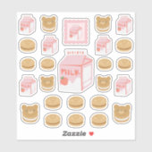 Aardbeienmelk en koekjes Sticker Pack (Vel)