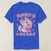 aardbeienmelk Japan Anime Cat Kawaii Strawberry T-shirt (Design voorkant)