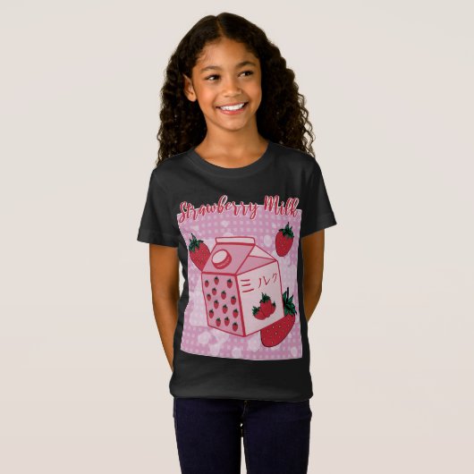 Aardbeienmelk Japans Retro 90s Anime Fruit AES T-shirt (Voorkant volledig)
