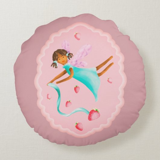 Aardbeienmelk Rond Kussen (Achterkant)