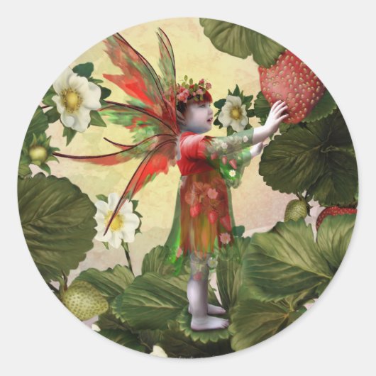 Aardbeienmelk Ronde Sticker (Voorkant)