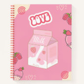 Aardbeienmelk schattig 💗🥛🍓 notitieboek (Voorkant)