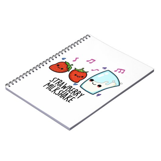 Aardbeienmelk Shake Grappig Voedsel Pun Notitieboek (Linkerzijde)