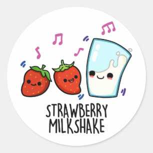 Aardbeienmelk Shake Grappig Voedsel Pun Ronde Sticker