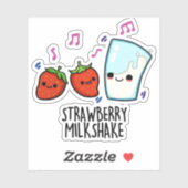 Aardbeienmelk Shake Grappig Voedsel Pun Sticker (Vel)