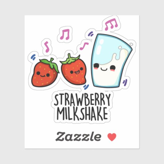 Aardbeienmelk Shake Grappig Voedsel Pun Sticker (Vel)