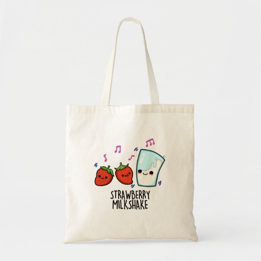 Aardbeienmelk Shake Grappig Voedsel Pun Tote Bag (Voorkant)