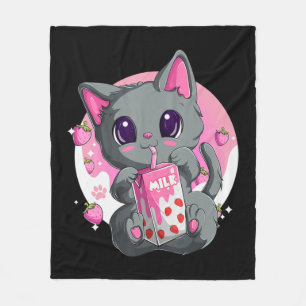 Aardbeienmelk voor vrouwelijke meisjes Kawaii Anim Fleece Deken