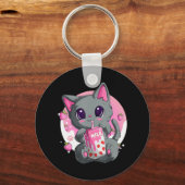 Aardbeienmelk voor vrouwelijke meisjes Kawaii Anim Sleutelhanger (Voorkant)