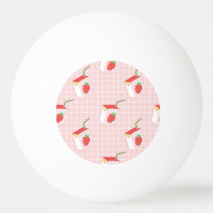 Aardbeienmelkpatronen: speelse Cartoons Pingpongbal
