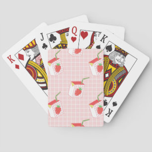 Aardbeienmelkpatronen: speelse Cartoons Pokerkaarten