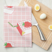 Aardbeienmelkpatronen: speelse Cartoons Theedoek (Quarter Fold)