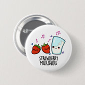 AardbeienmelkShake Funny Milk en Aardbei Pun Ronde Button 5,7 Cm (Voorkant /achterkant)