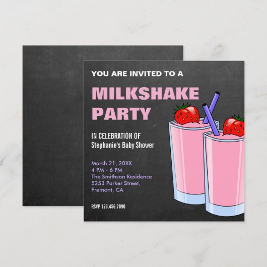 aardbeienmilkshake-Baby shower Kaart (Voorkant / Achterkant)
