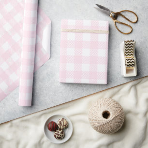 aardbeienmilkshake roze buffel geruit cadeaupapier