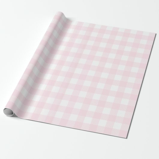  aardbeienmilkshake roze buffel geruit cadeaupapier (Uitgerold)