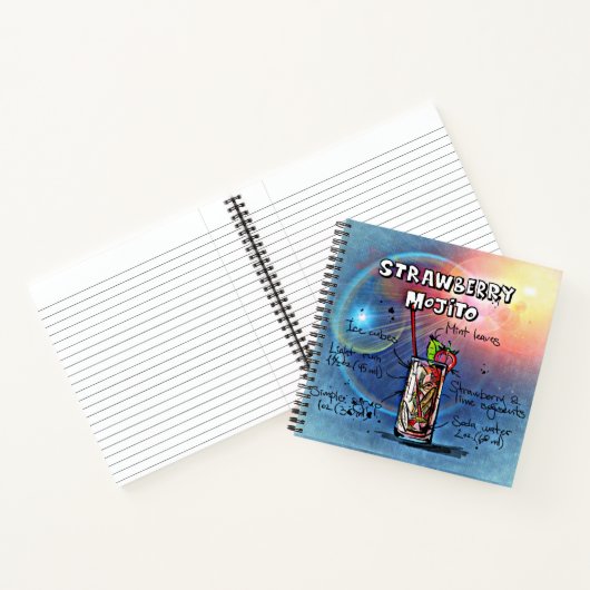Aardbeienmojito (#11 van 12 Drink Recipe Set) Notitieboek (Binnen)
