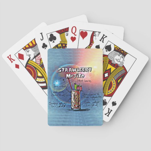 Aardbeienmojito (#11 van 12 Drink Recipe Set) Pokerkaarten (Achterkant)