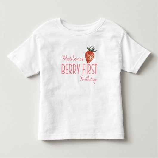 Aardbeiennaam 1e Berry Eerste Verjaardag Kinder Shirts (Voorkant)