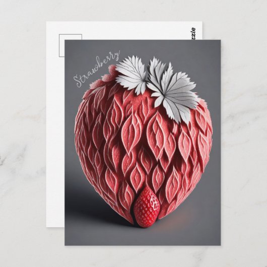 Aardbeienontwerp op grijze achtergrond briefkaart (Voorkant / Achterkant)