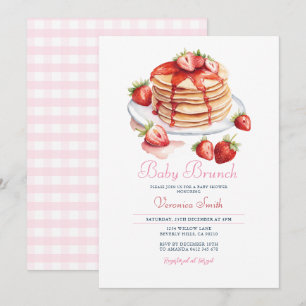 Aardbeienpannenkoek Baby Brunch Baby shower Kaart