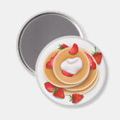 Aardbeienpannenkoeken met siroop voedsel magneet (Voorkant / Achterkant)