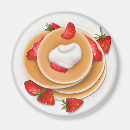 Aardbeienpannenkoeken met siroop voedsel magneet