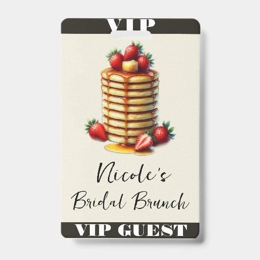 Aardbeienpannenkoeken Stack Bruids Brunch VIP Pass Badge (Voorzijde)