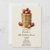 Aardbeienpannenkoeken Stack Verjaardag Brunch Kaart (Voorkant)