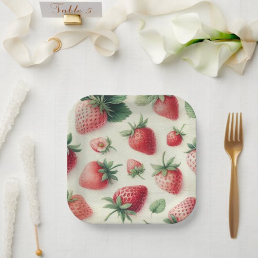 Aardbeienpannenkoeken Stap Bruids Brunch Shower Papieren Bordje (Huwelijk)