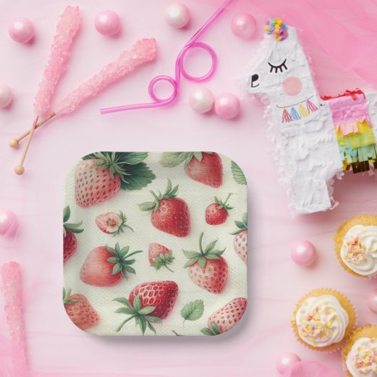 Aardbeienpannenkoeken Stapel Bruids Brunch Shower Papieren Bordje (Feest)