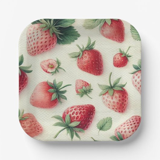 Aardbeienpannenkoeken Stapel Bruids Brunch Shower Papieren Bordje (Voorkant)